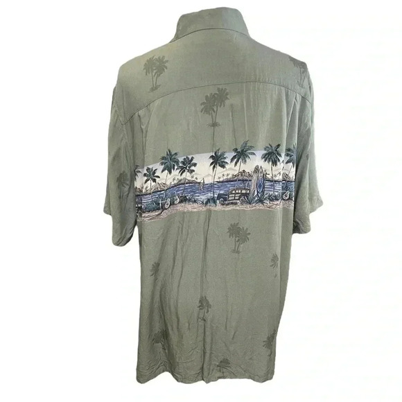Croft and Barrow Men’s Green Palm Tree Button Casual Hawaiian Shirt size Large - Picture 2 of 9